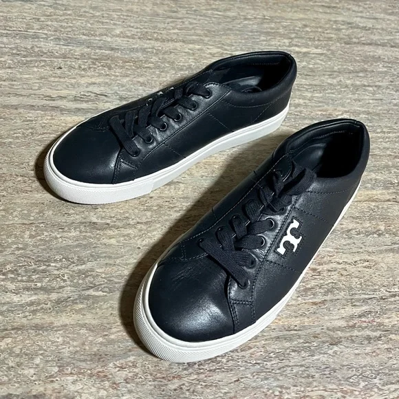 Tory Burch black leather sneakers